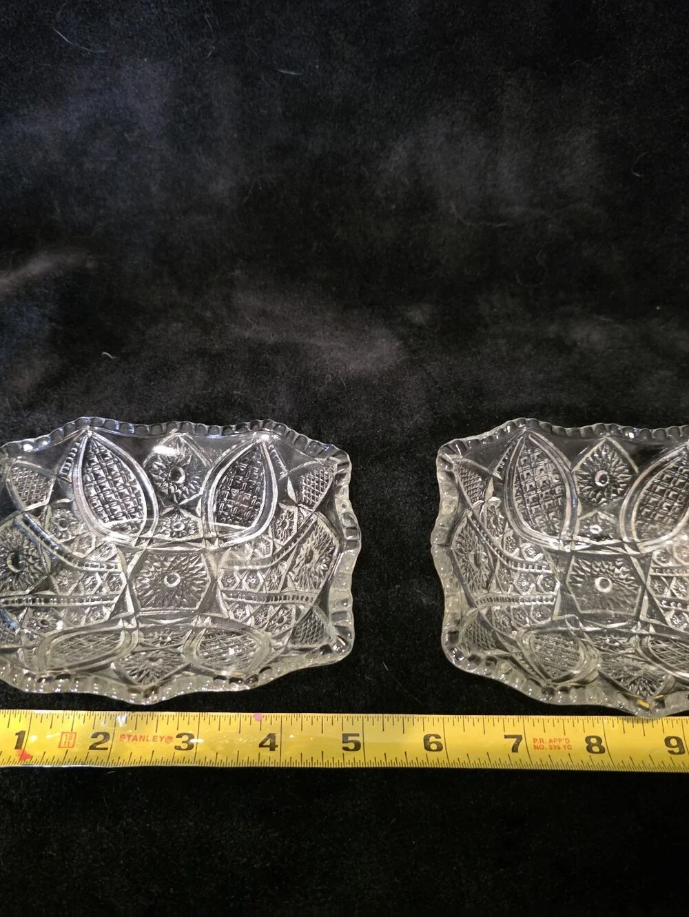 Vtg Indiana Glass Co. Small Rectangular Pressed Dishes Paneled Daisy & Finecut 2